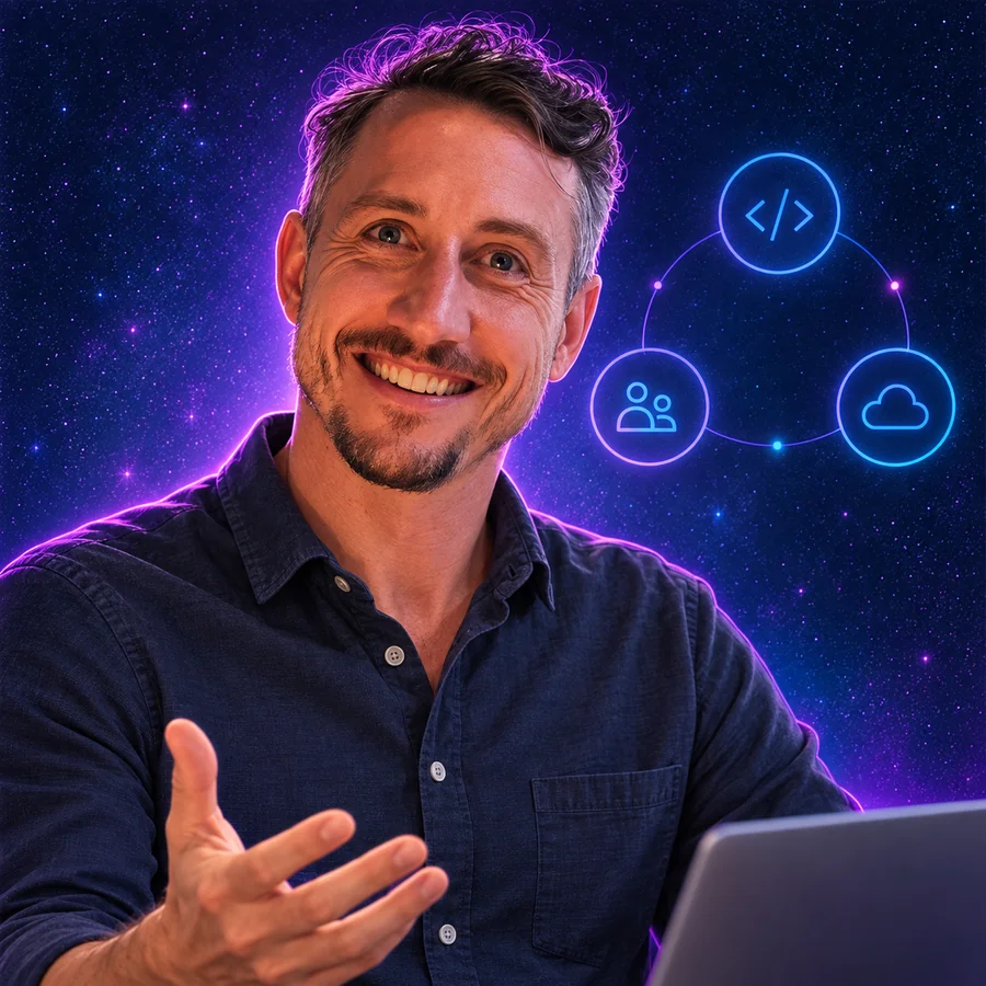 Illustrated portrait of Ashley Dunfield as Head of Developer Experience & Solutions